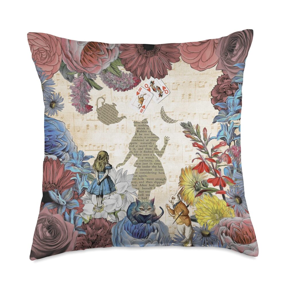8741 Alice in Wonderland Magical Garden Throw Pillow